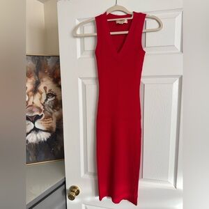 MICHAEL Michael Kors Red Sleeveless V-Neck Midi Dress